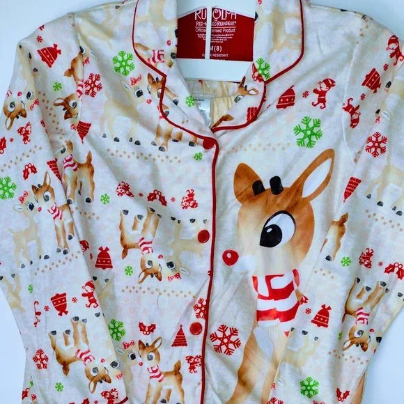 Conjunto de pijama de navidad para niños y niñas, Tops de manga larga con solapa - Picture 7 of 7